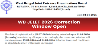 WB JELET 2026 Correction Window Open April 13-14; Edit Your Form Now
